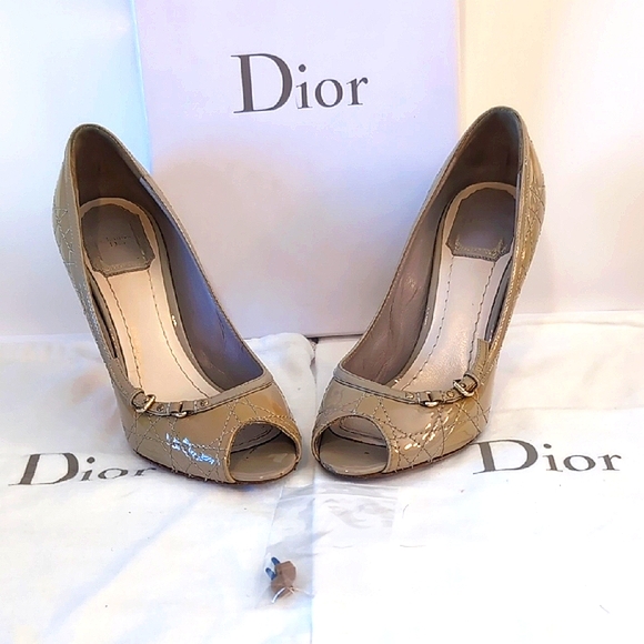 Authentic Dior Women's Peep-Toe Heels - Taupe - Picture 1 of 11